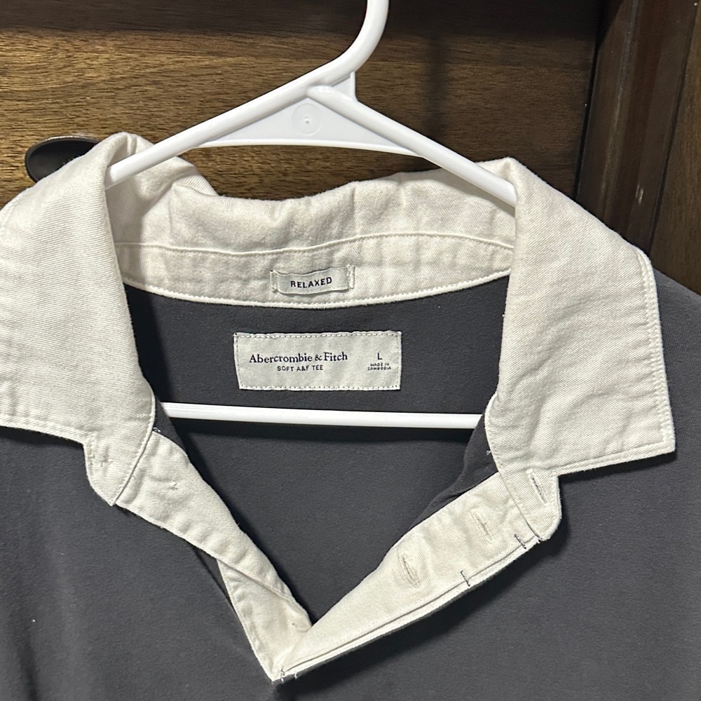 Abercrombie & Fitch Charcoal Polo with Cream Collar